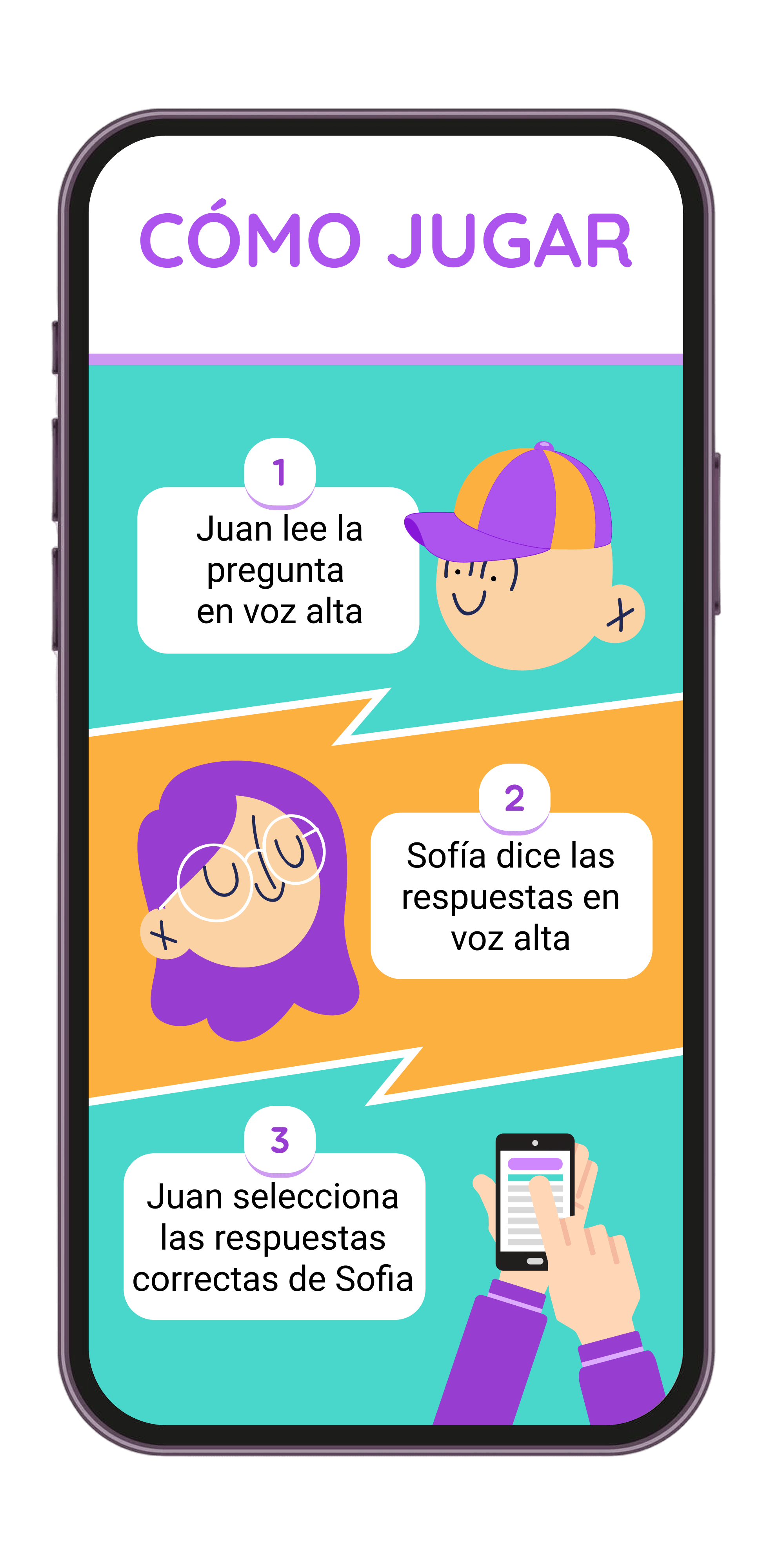Cómo jugar: un jugador lee la pregunta y el otro dice las respuestas